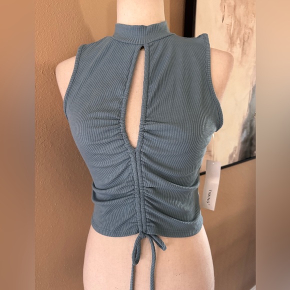 Timing Light Blue Ruched Crop Top - Picture 12 of 15